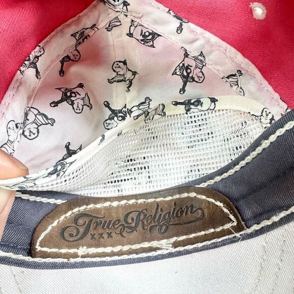 Vintage 90s Y2K True Religion Trucker Hat Baseball Cap Distressed Adjustable - Picture 15 of 16
